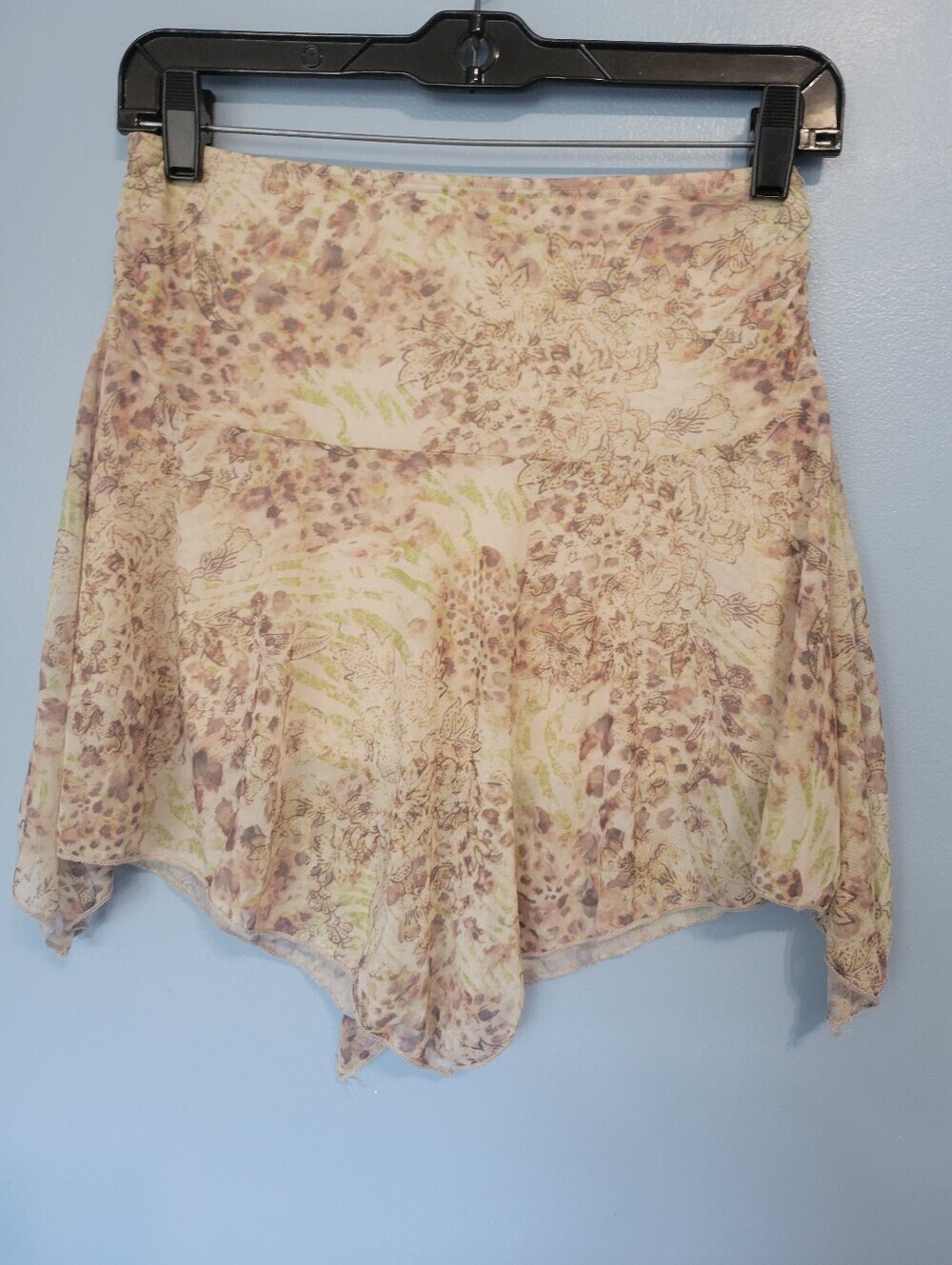 See You Monday Mesh Lightweight Asymmetrical Skirt Green Brown S